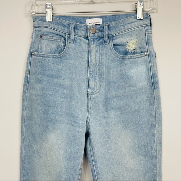 WeWoreWhat Stiletto Skinny Jeans 25 High Waist Light Wash Slit Hem Stretch Denim - Picture 7 of 16